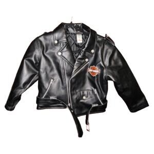 Harley Davidson Boys Faux Leather Jacket Black Size 7